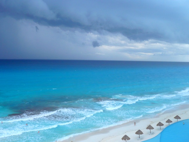 A storm approaching at the beach in Cancun, Mexico.